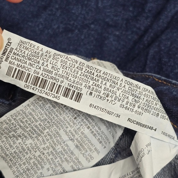 Zara‎ Jeans Women 2 Blue Wide Leg Cropped High Waisted Dark Wash Nautical Sailor - Picture 7 of 15